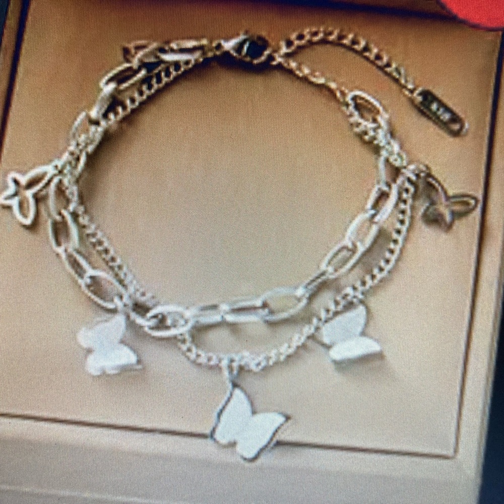 Antian Accessories™ Gold Plated Butterfly Charm Bracelet